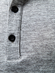 Light Gray Mélange Cotton Henley Tee with black buttons