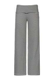 Black and white striped palazzo pants with a high waist