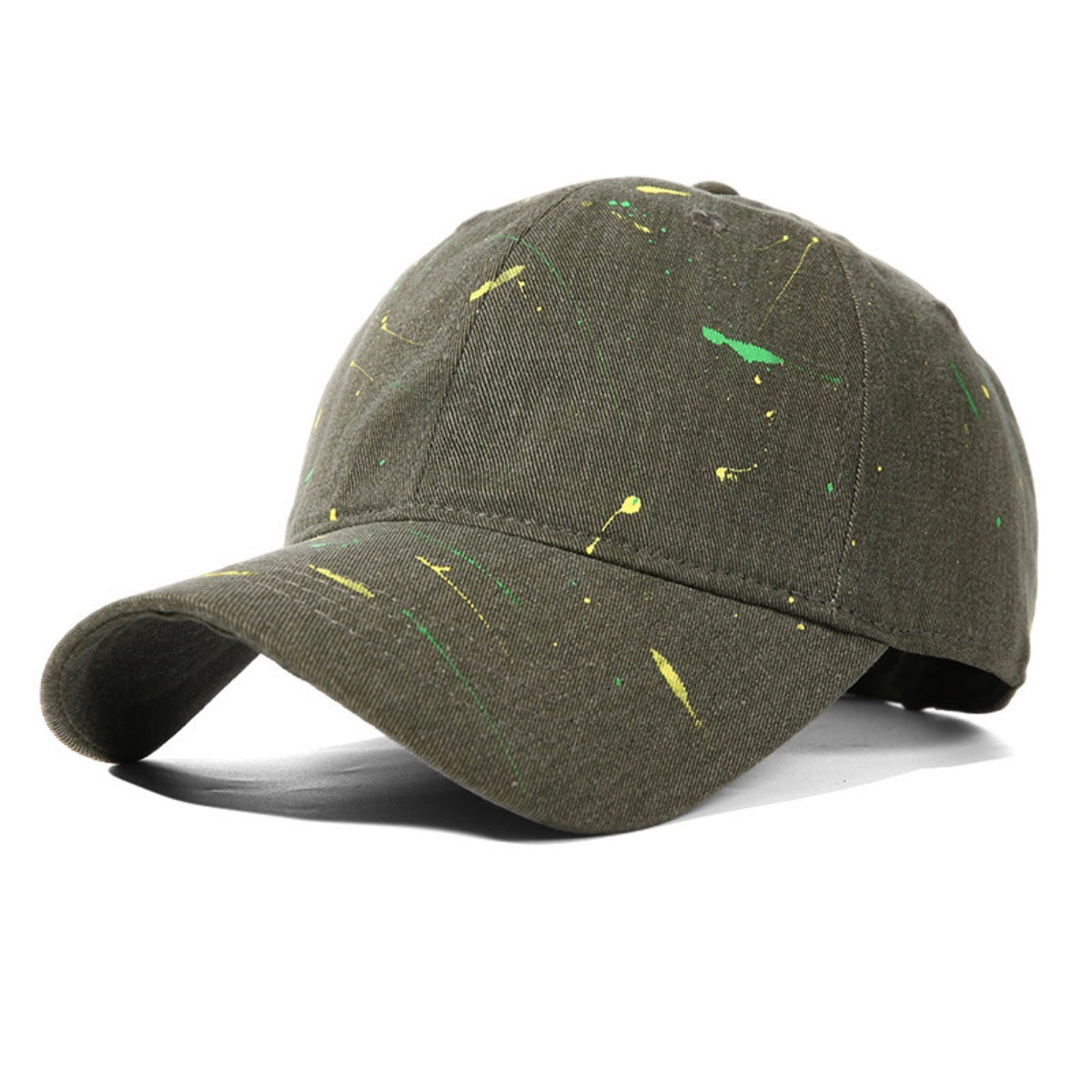 Sage cotton baseball cap with splatter paint detail