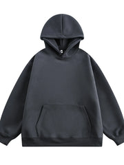 Dark Gray pocketed long-sleeve hoodie with a kangaroo pocket and drawstring hood.