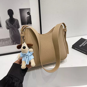 Pu Leather Crossbody Bag in Black, back view