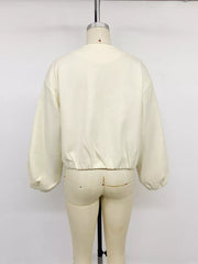 Fleece Bomber Jacket With Zipper in Apricot, view 13