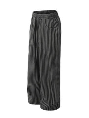 Gray and black striped drawstring sweatpants for men, cotton, casual fit.