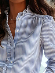 Frilled Striped Elegance Shirt