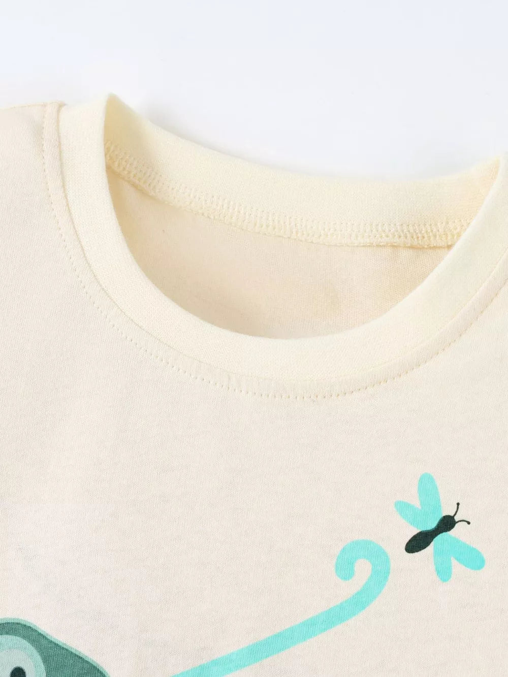 Children's Chameleon Insect Graphic T-shirt, close-up detail
