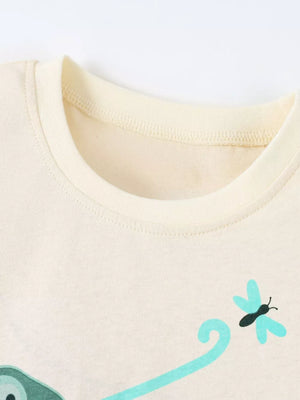 Children's Chameleon Insect Graphic T-shirt, close-up detail