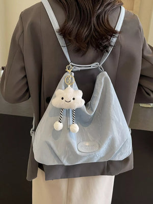Pu Leather Shoulder Bag Medium in Blue, alternate angle