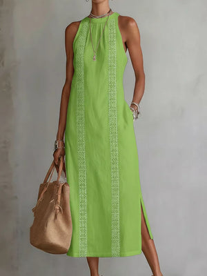 Sleeveless Lace Trim Midi Dress Plus Size, alternate angle