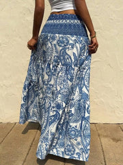 Vibrant Paisley Tiered Maxi Skirt