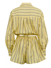 Chic Striped Two-piece Shirt And Shorts Set