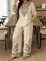 Embroidered Plus-size Two-piece Ensemble