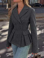 Tailored Peplum Blazer With Notched Lapels