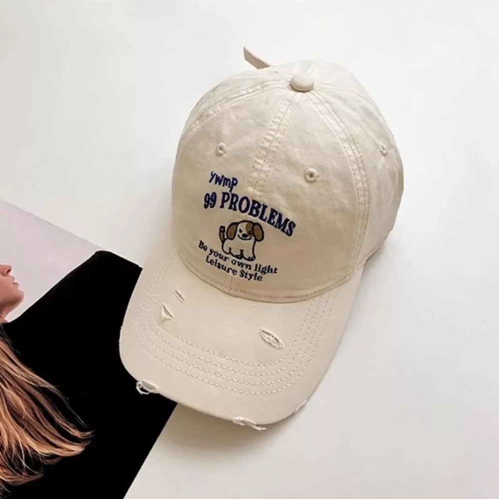 Dog Distressed Baseball Cap, front view