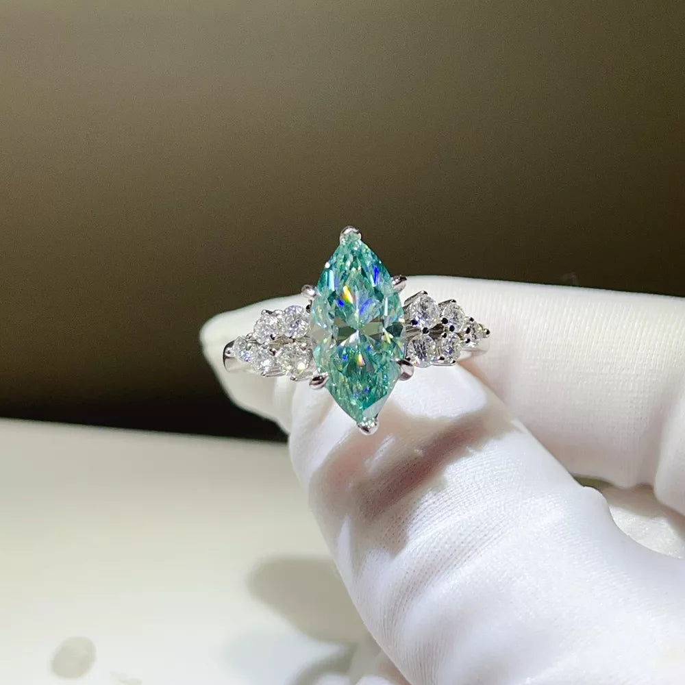 5 Carat Moissanite Solitaire Ring In Sterling Silver, back view