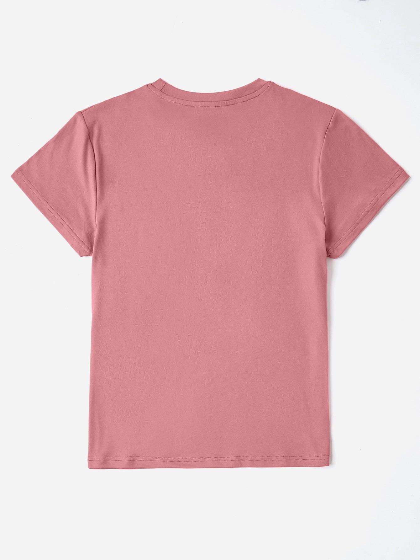 Dusty Pink t-shirt with short sleeves and crew neck.