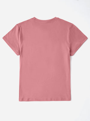Dusty Pink t-shirt with short sleeves and crew neck.