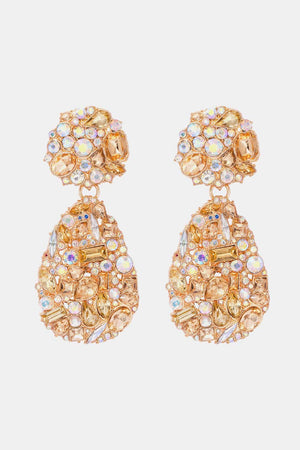 Gemstone cluster drop earrings in apricot with alloy and acrylic details.