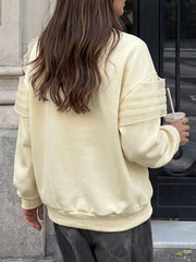 Bow Round Neck Long Sleeve Sweatshirt, fabric detail