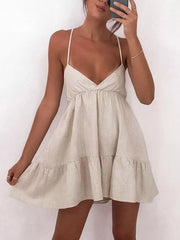 Crisscross Backless Mini Dress With Tied Detail