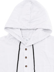 Casual Hooded Shirt With Button Placket
