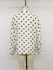 Polka Dot Button-up Shirt in Beige, fit detail