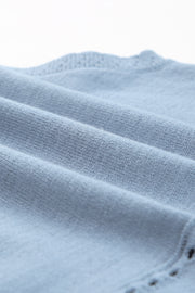Light blue knit halter tank top with scalloped detail