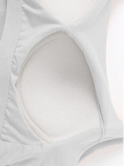 Built-in bustier crop camisole in white with textured lining detail