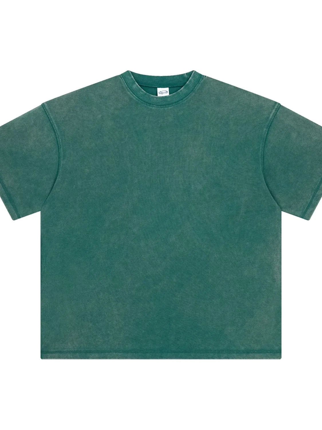 Vintage wash boxy t-shirt in deep teal with a crew neck and short sleeves.