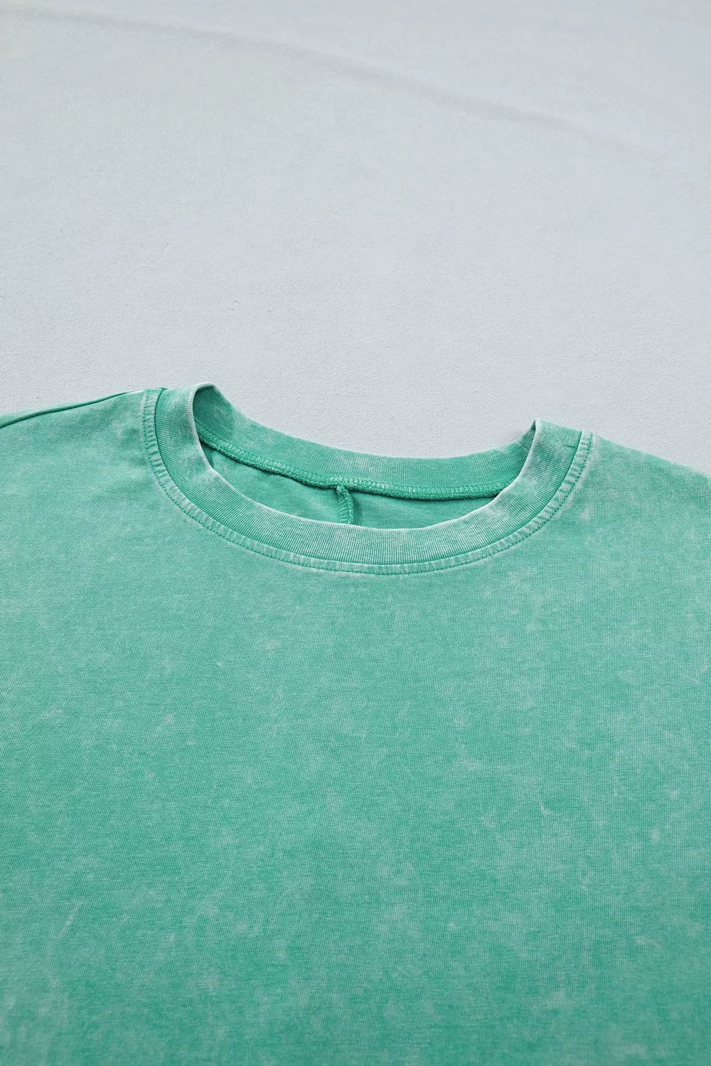 Solid Color Cotton Mineral Washed Oversize Tee in Mint Blue, view 19