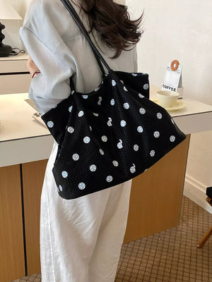 Polka Dot Shoulder Bag in Black, model styling view