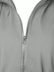 Light gray hooded zip-up jacket with a silver zipper detail.