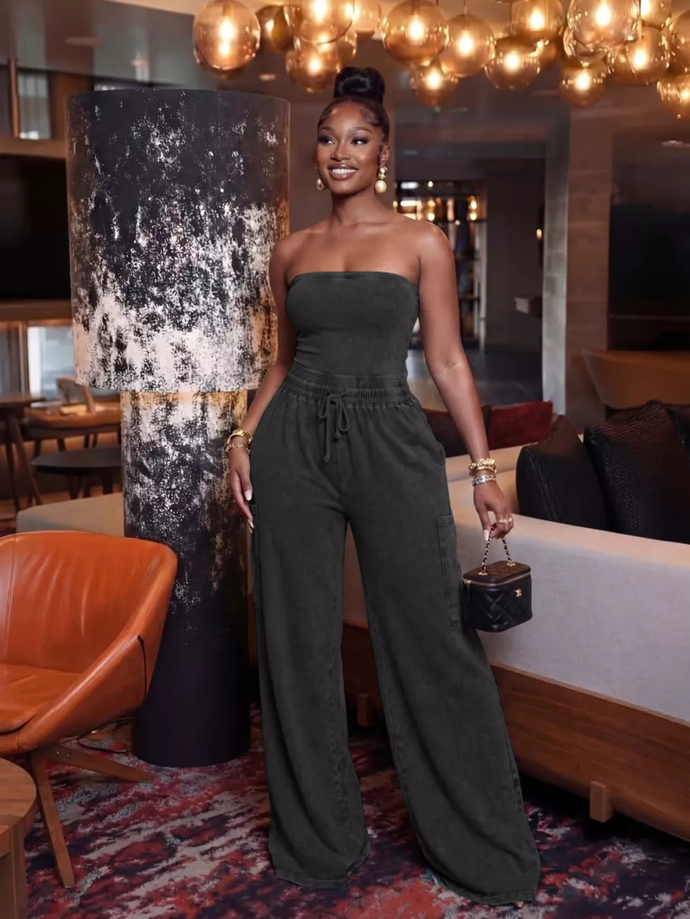 Effortless Drawstring Wide-leg Romper