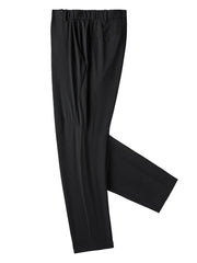 Black relaxed fit men's sweatpants with elastic waist and pockets.