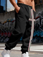 Men's Striped Casual Joggers, close-up detail