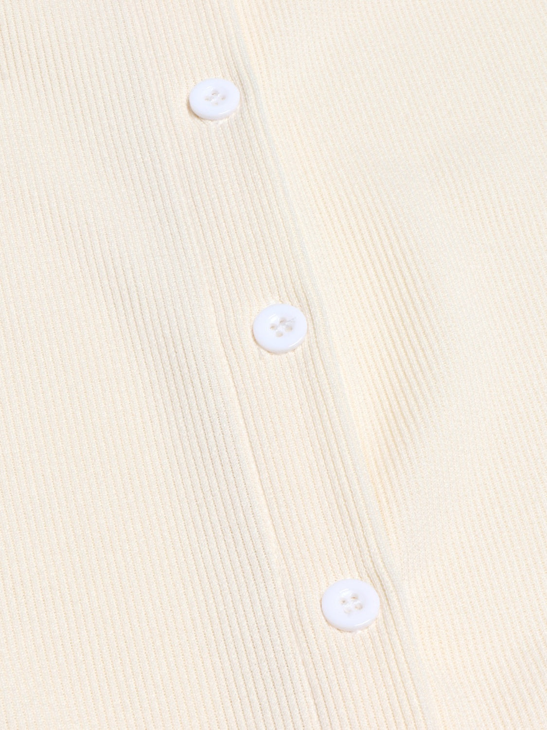 Cream ribbed knit loungewear set with button detail