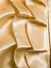 Men's yellow satin shirt with ruffle front detail