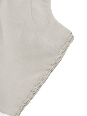Halter neck maxi dress in beige with textured seam detail