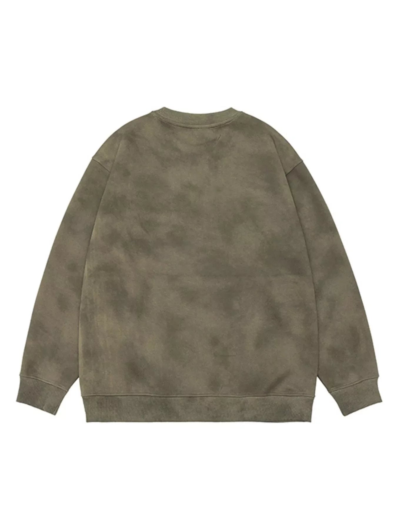 Oversized sweatshirt in Army Green with a faded tie-dye effect and crew neckline.