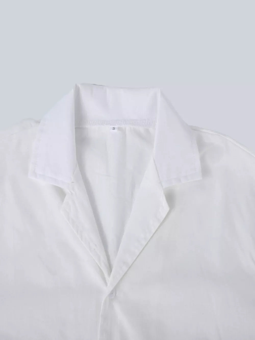 Men's Casual Short-sleeve Shirt Plus Size in White, fabric detail