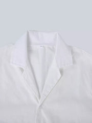 Men's Casual Short-sleeve Shirt Plus Size in White, fabric detail