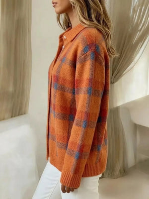 Plaid Button-up Cardigan, side view
