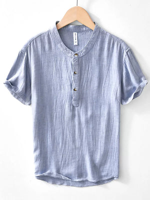 Men's Plus Size Button Detail Short Sleeve Shirt, front view