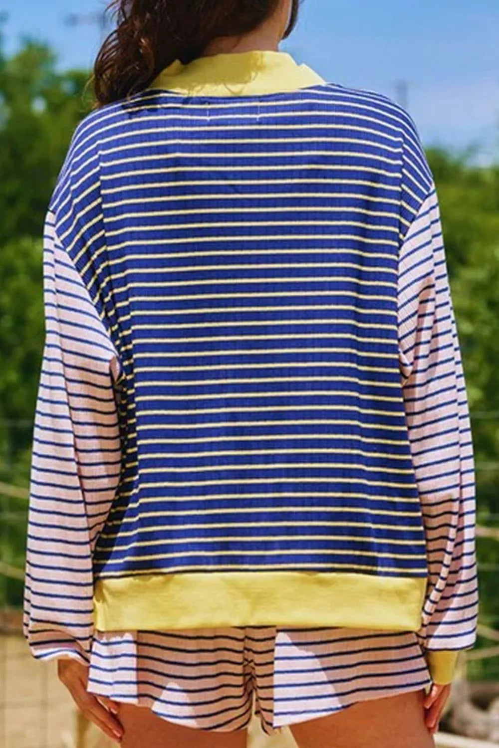Stripe Color Block Ribbed Knit Two-piece Set, side view