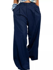 Wide Leg Pleated Pants in Khaki, fabric detail