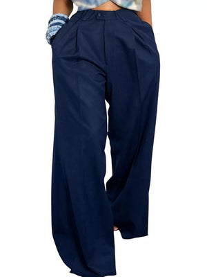 Wide Leg Pleated Pants in Khaki, fabric detail