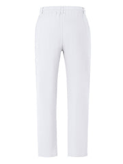 Men's white loose fit sweatpants with drawstring waist and straight leg.