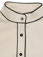 Contrast Trim Long Sleeve Shirt in Beige, product detail