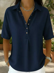Snap Down Short Sleeve Blouse, close-up detail
