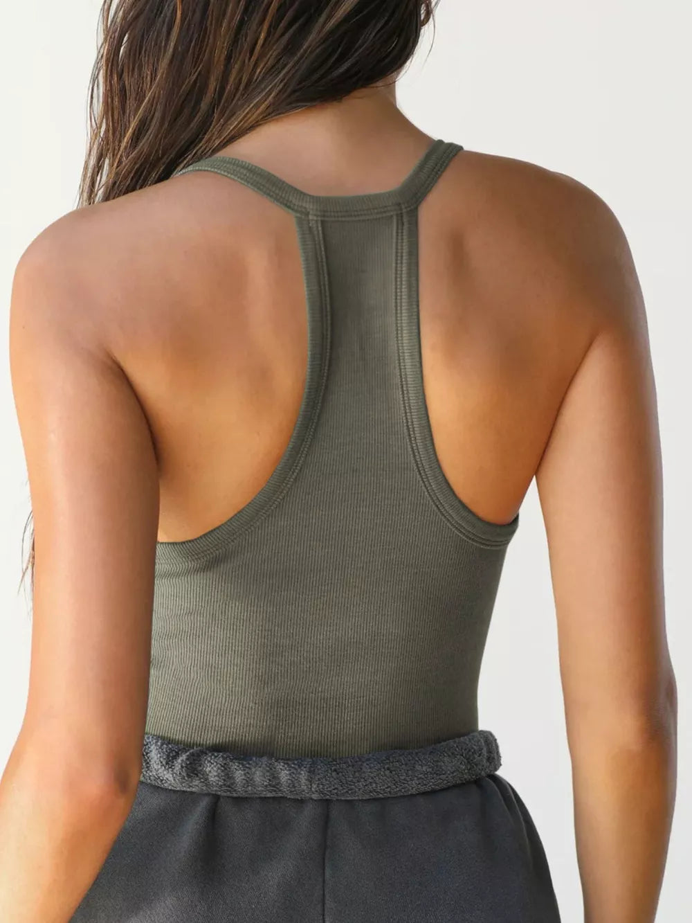 Ribbed Racerback Cami in White, view 12