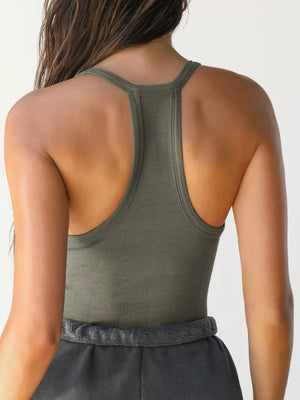 Ribbed Racerback Cami in White, view 12